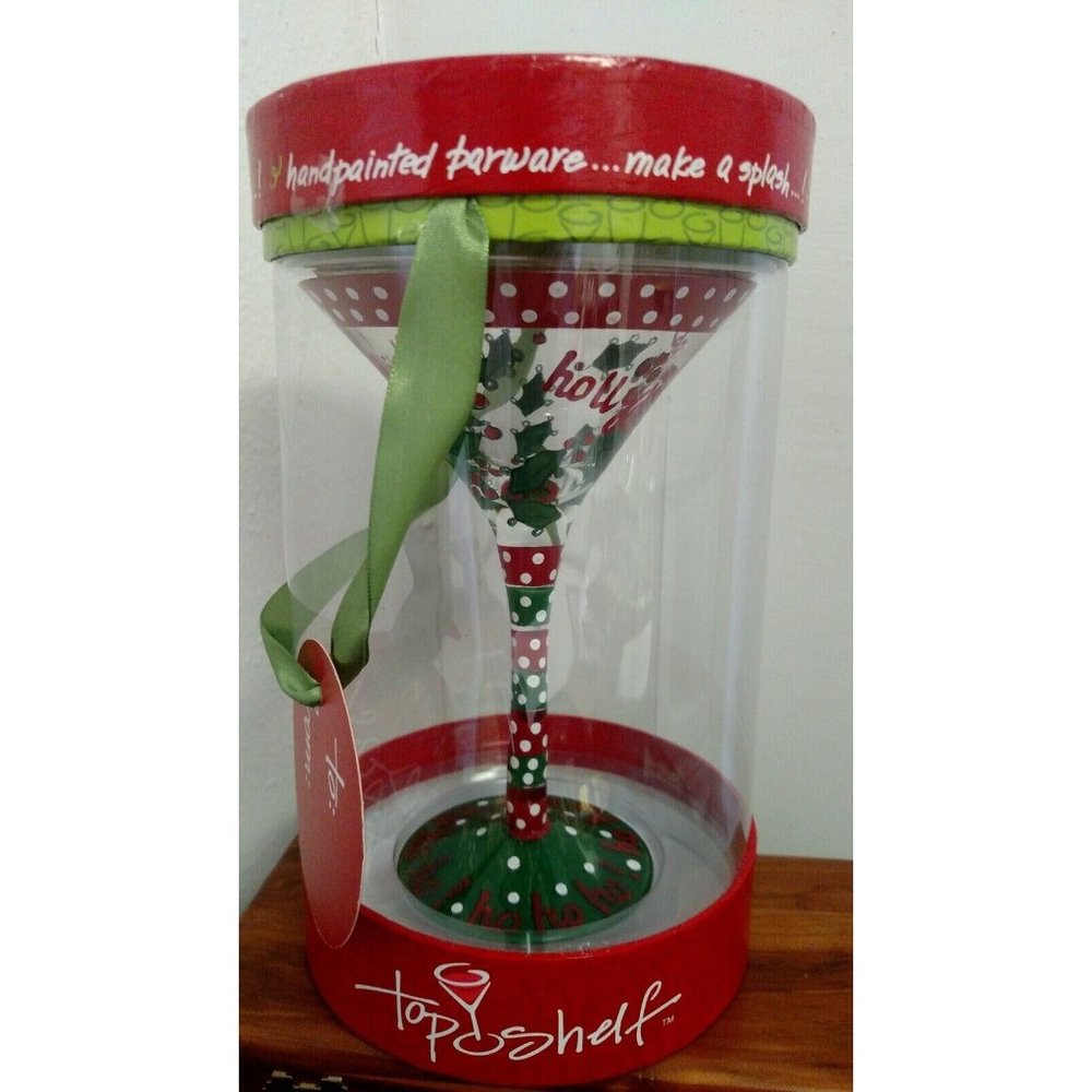 Top Shelf - "Holly Jollies" Martini Glass - NEW